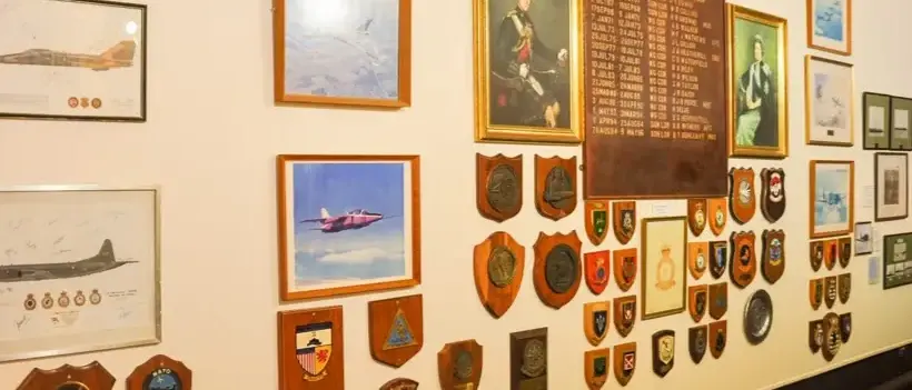 Images and plaques on the walls of the heritage centre